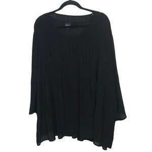 Simply Emma Black Sheer Pleated Blouse